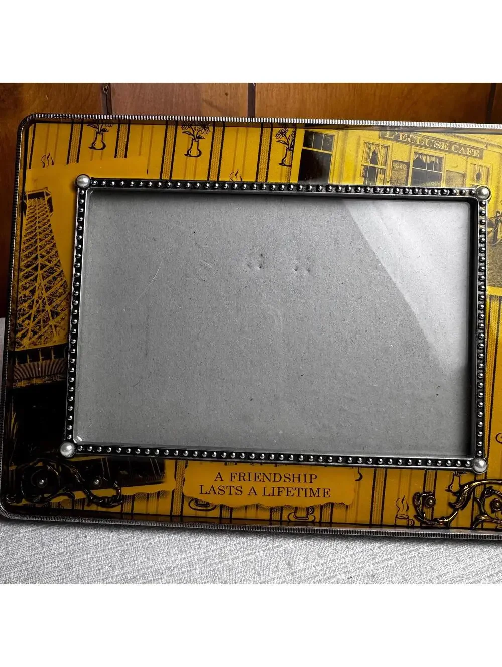 Vintage Thompson Paris Cafe 4x6 Picture Frame Yellow Black Decorative Photo